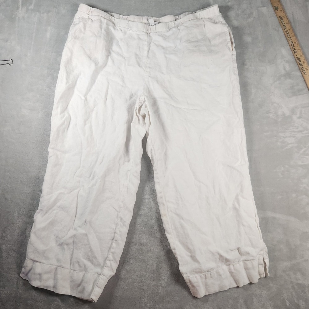 J. Jill White Love Linen Wide Leg Pants XL Elastic Waist Coastal Quiet Luxury